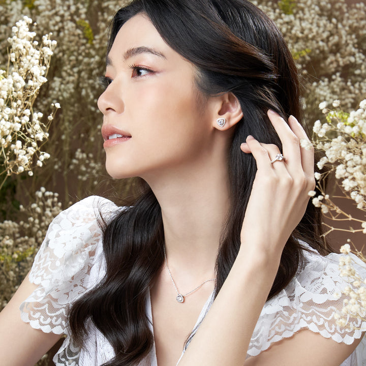 100 Cuts ต่างหูแจ็คเก็ตเงินประดับ CZ ขนาด 5 มม. ดีไซน์ทรงหยดน้ำ