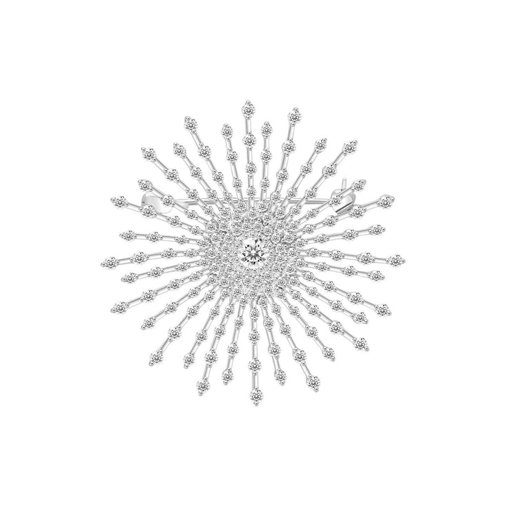 Classic: Silver Rhodium Starburst CZ Brooch