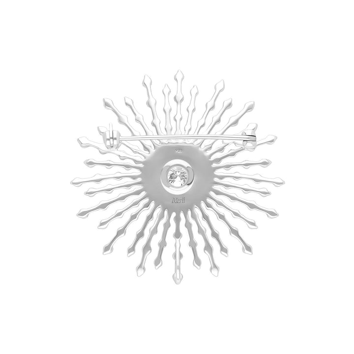 Classic: Silver Rhodium Starburst CZ Brooch