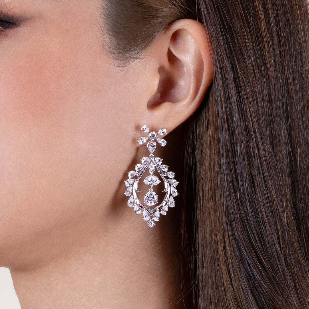 221E0388-01-Silver-100-facets -CZ-mesmera-chandelier-dangle-earrings