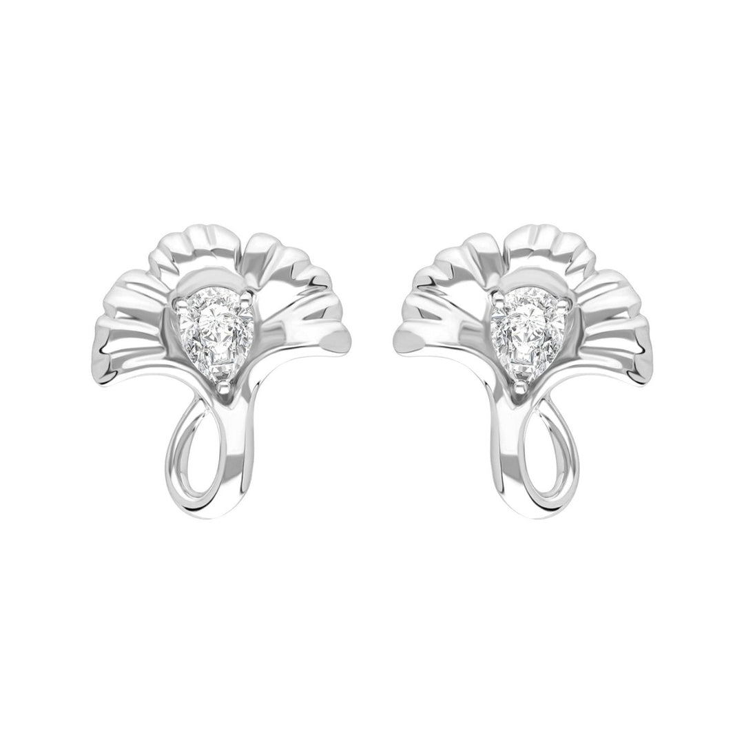 221E0585-01-Silver-pear-cut-CZ-ginkgo-leaf-stud-earrings