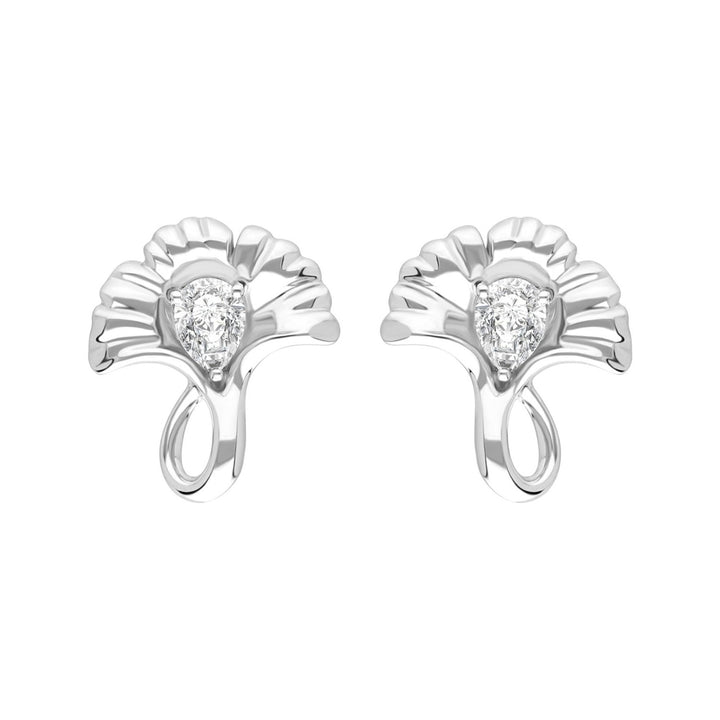 221E0585-01-Silver-pear-cut-CZ-ginkgo-leaf-stud-earrings