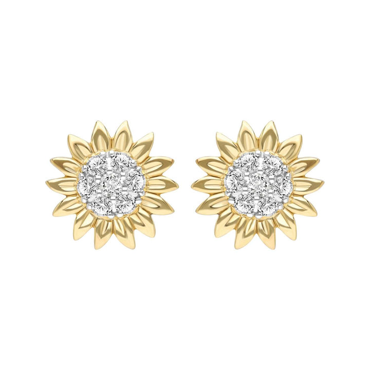 221E0606-01-Silver-gold-plated-CZ-sunflower-stud-earrings