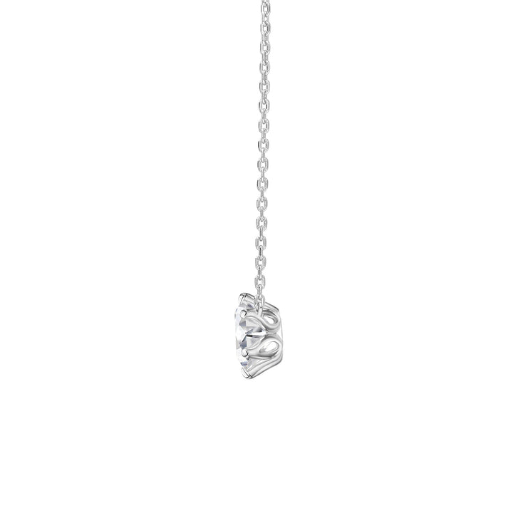 100 Cuts: Silver rhodium plated 8 mm round cut 100 facet CZ solitaire pendant with 16" necklace