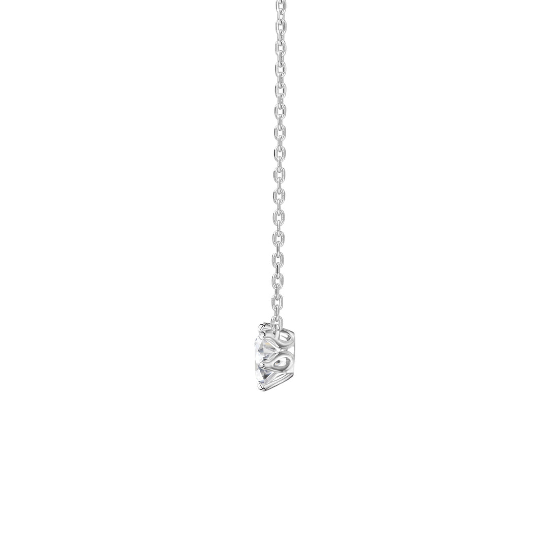 100 Cuts: Silver rhodium plated 5 mm round cut 100 facet CZ solitaire pendant with 16" necklace