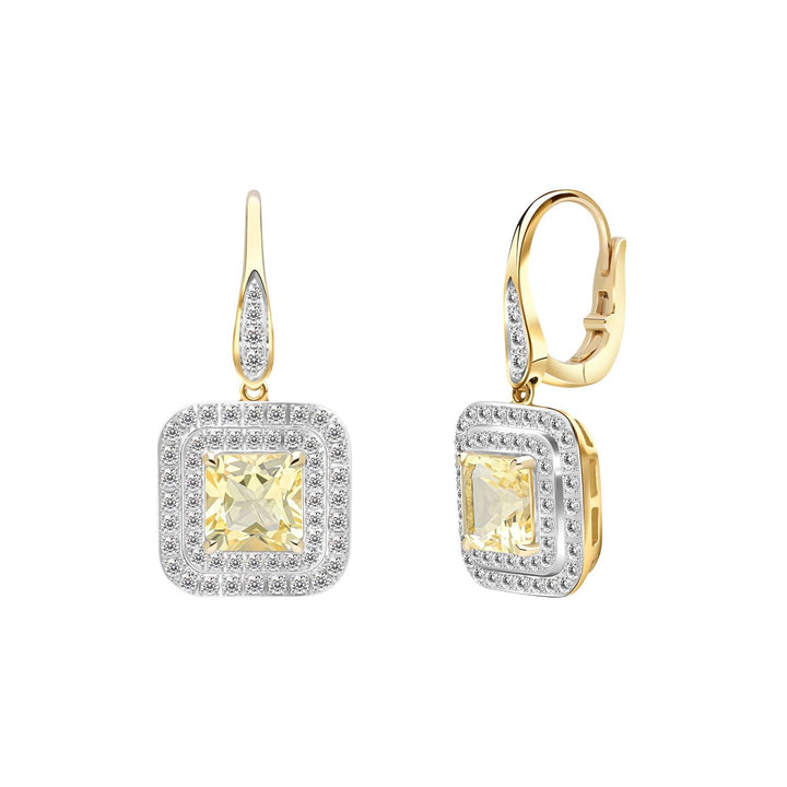 225E0283-01-Decorum-Silver 23K-Gold-Plated-Citrine-Nanocrystal-Square-Cut-Corner-Halo-Hoop-Earrings