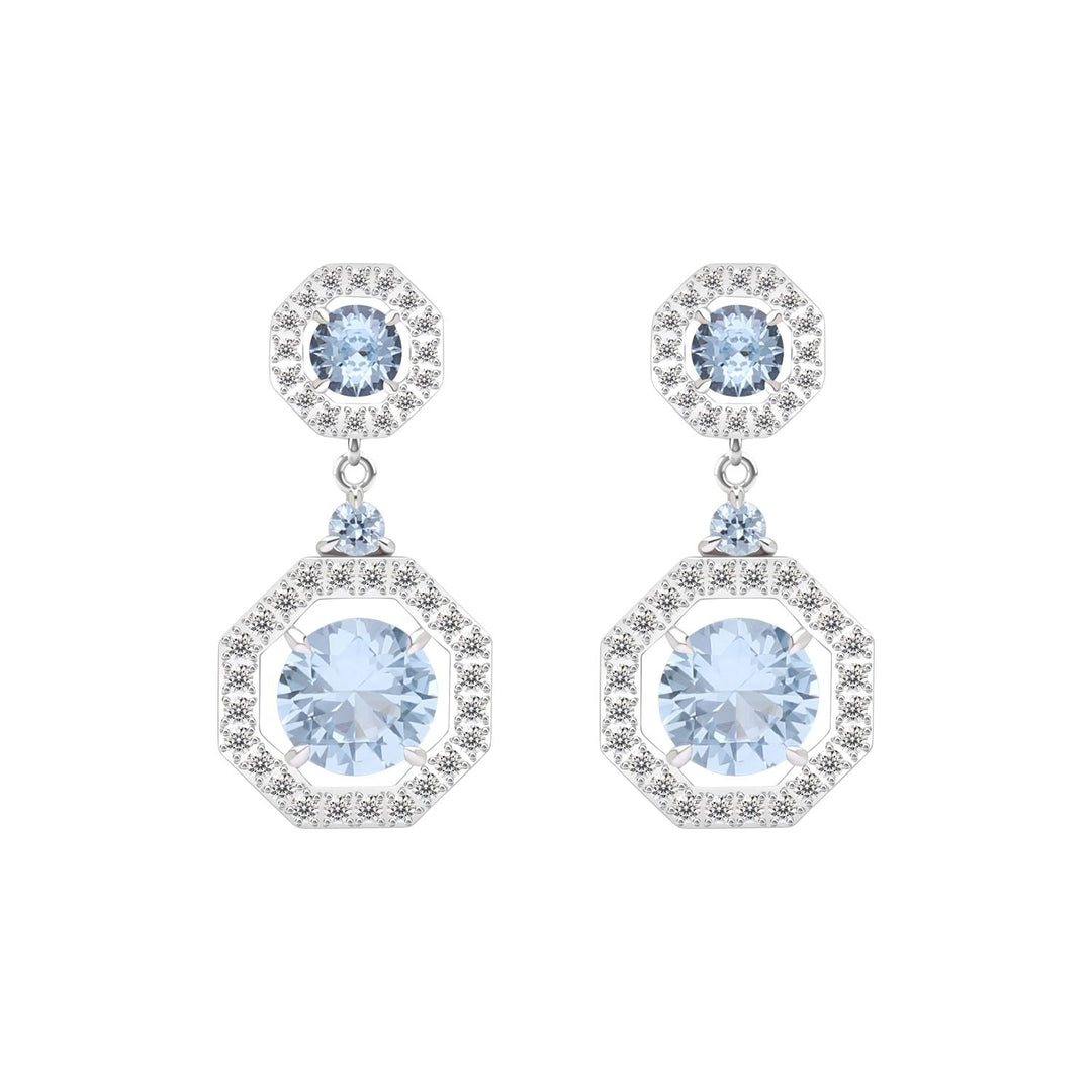 225E0284-01-Decorum-Silver-Rhodium-Plated-Synthetic-Aquamarine-Halo-Dangle-Earrings
