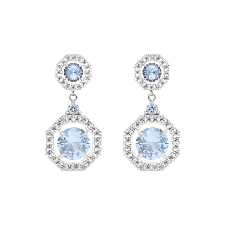 225E0284-01-Decorum-Silver-Rhodium-Plated-Synthetic-Aquamarine-Halo-Dangle-Earrings