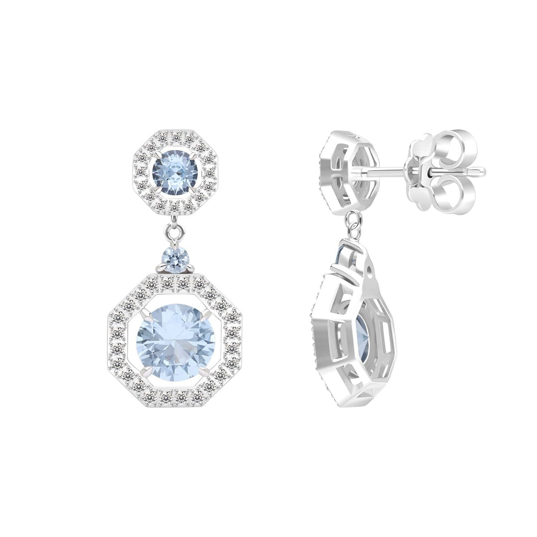 225E0284-01-Decorum-Silver-Rhodium-Plated-Synthetic-Aquamarine-Halo-Dangle-Earrings