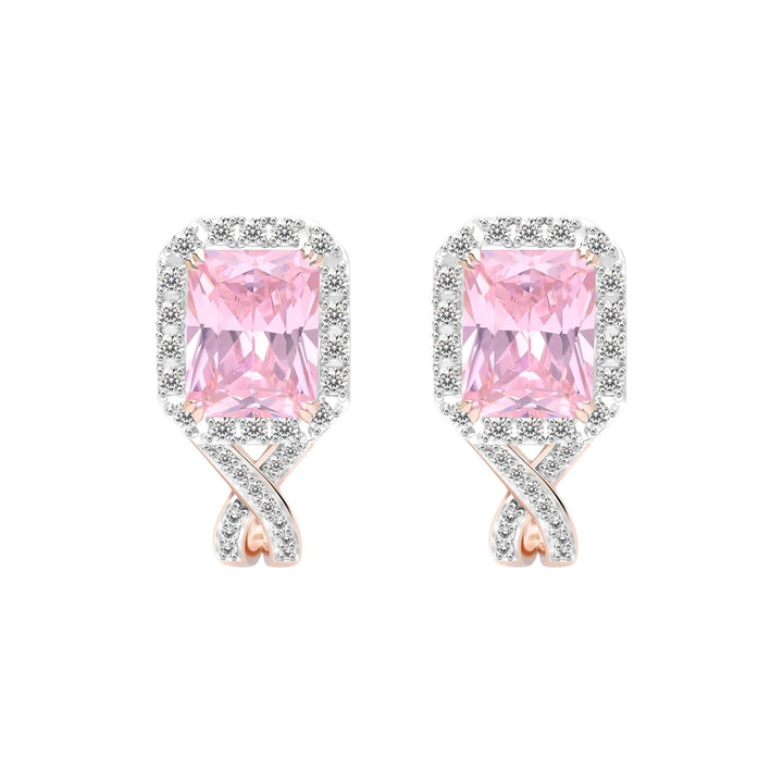 225E0288-01-Decorum-Rose-Gold-Plated-Silver-Radiant-Cut-Pink-Cubic-Zirconia-CZ-Halo-Stud-Earrings