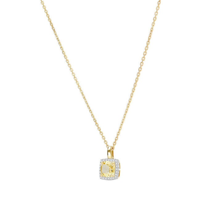 225N0189-01-Decorum-Silver 23K-Gold-Plated-Citrine-Nanocrystal-Radiant-Cut-Halo-Pendant-Necklace