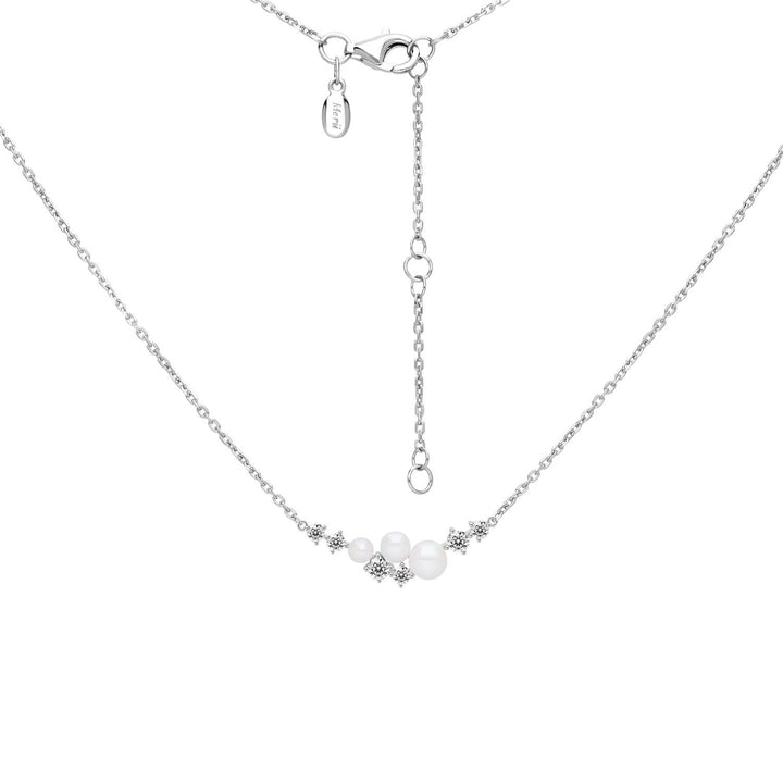 Classic Pearl: Silver Rhodium Triple Pearl & CZ Necklace