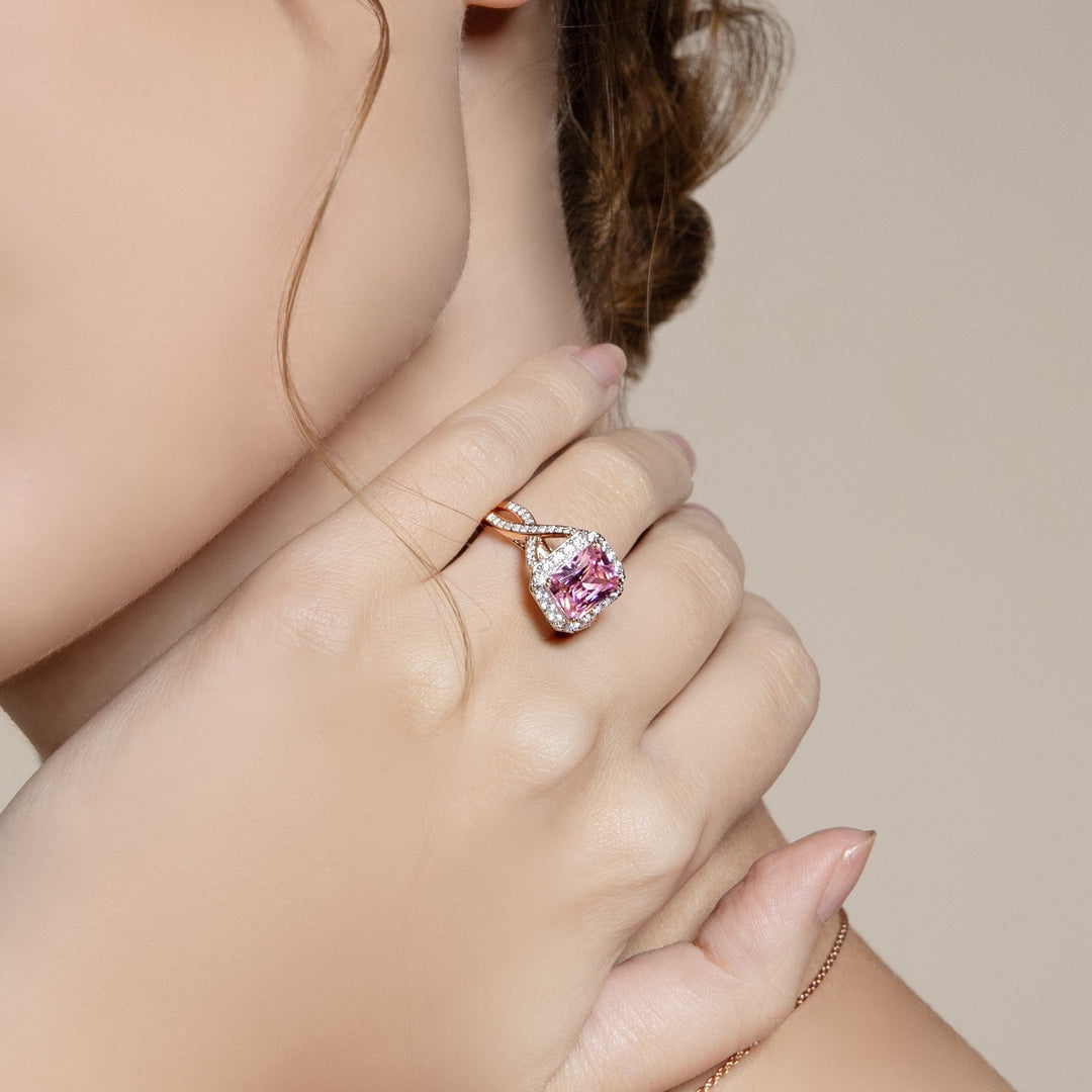 225R0162-01-Decorum-Rose-Gold-Plated-Silver-Radiant-Cut-Pink-Cubic-Zirconia-CZ-Halo-Ring