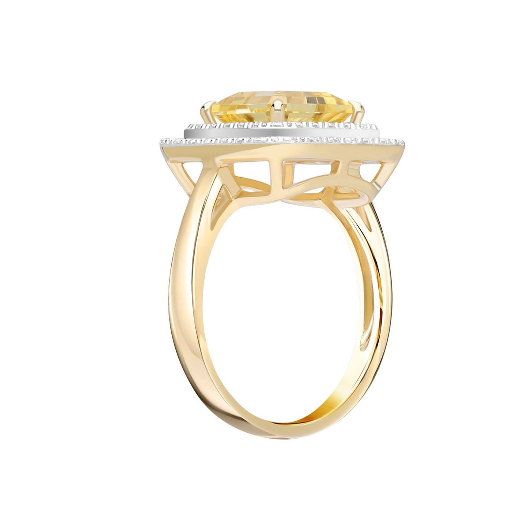 225R0164-01-Decorum-Silver 23K-Gold-Plated-Citrine-Nanocrystal-Radiant-Cut-Halo-Ring