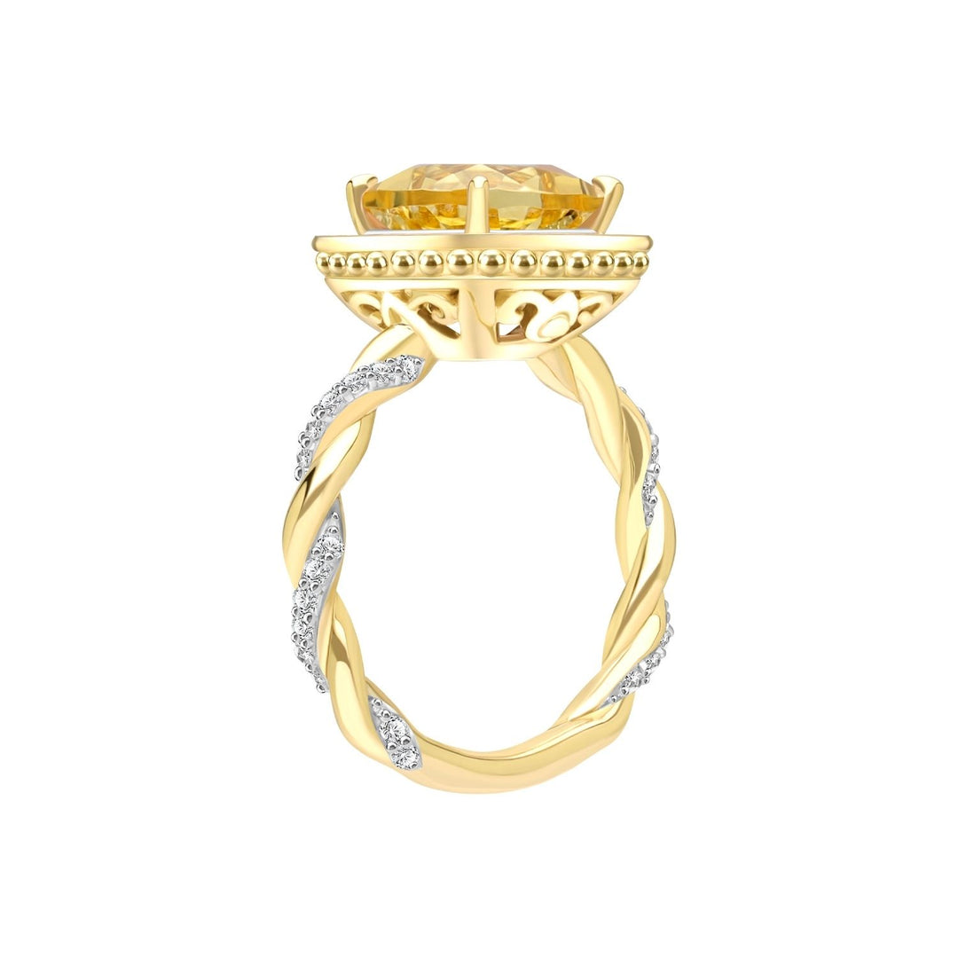 Decorum: Sterling Silver 23K Gold Plated Citrine Nanocrystal Cushion and CZ Ring