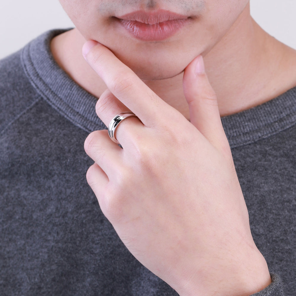 201R1511-01-8_Couple_Ring_925_Sterling_silver plain_cross_unisex_ring