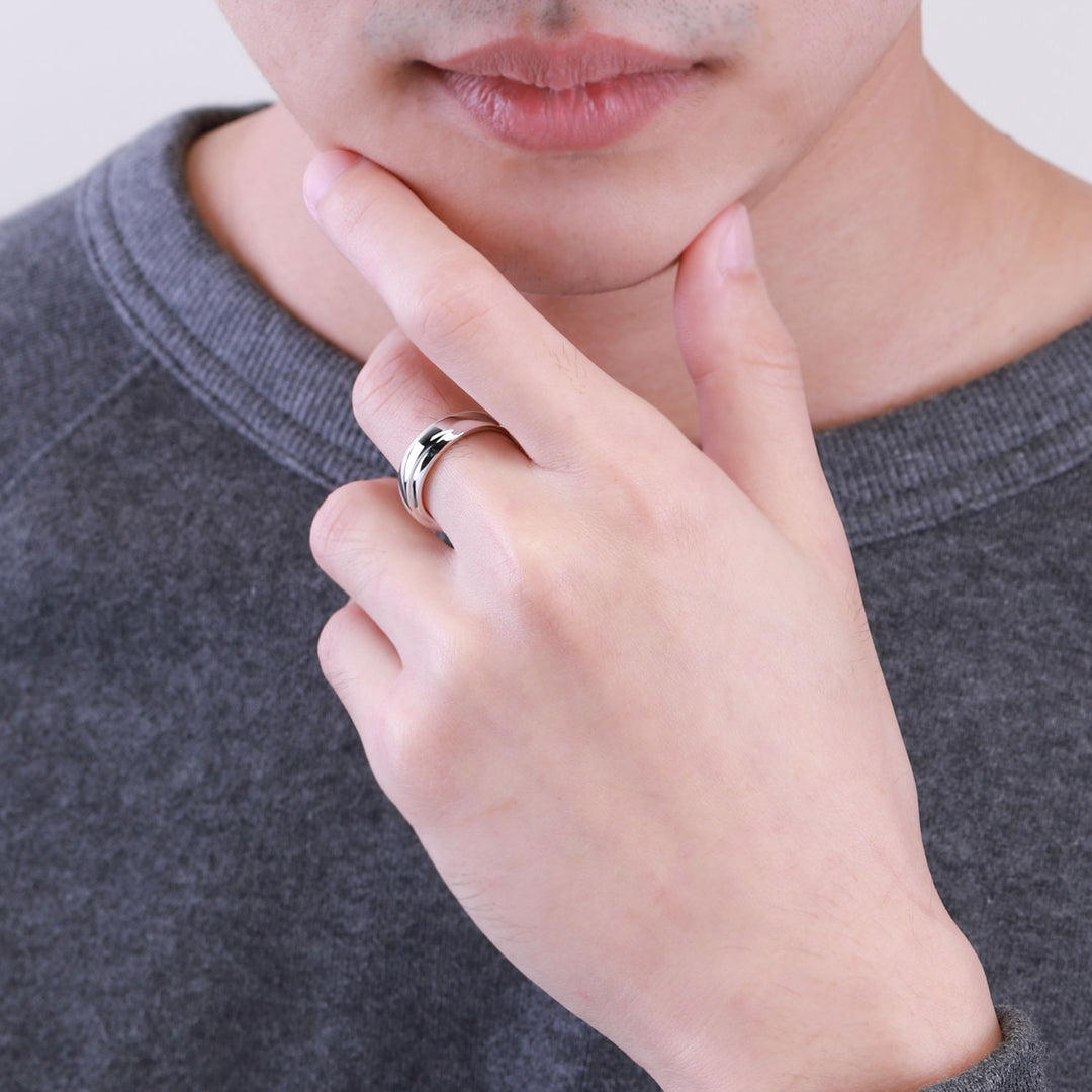 201R1511-01-8_Couple_Ring_925_Sterling_silver plain_cross_unisex_ring
