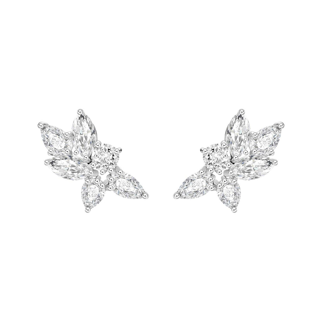 221E0216_01_Laureate_Silver_cz_fancy_shape_leaf_deluxe_cluster_stud_earrings