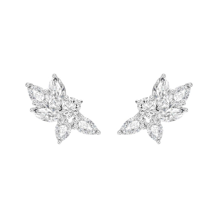 221E0216_01_Laureate_Silver_cz_fancy_shape_leaf_deluxe_cluster_stud_earrings