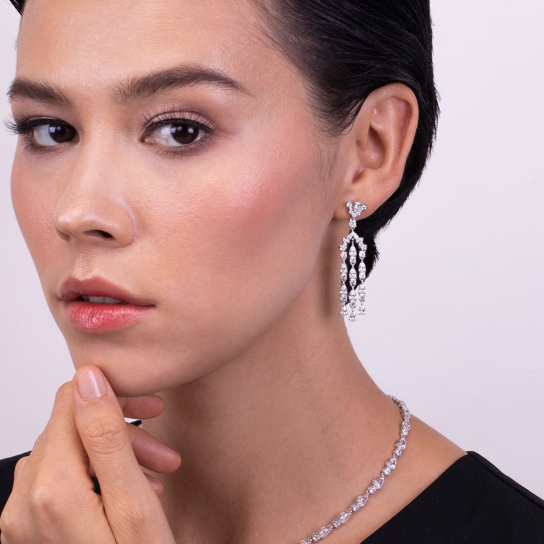 221E0332-01_Merii_Decorum__Art_Deco_Style_Cubic_Zirconia_Long_Chandelier_Earrings_Sterling_silver_and_Rhodium_Plated