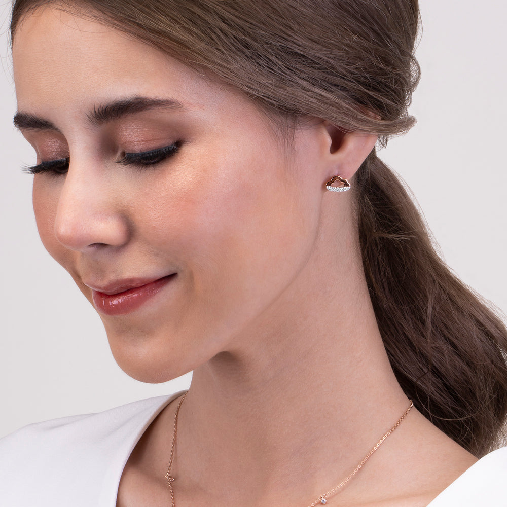 221E0421-01_Memento_Cloud_stud_earrings_cubic_zirconia_Sterling_silver_and_Rose_gold_Plated