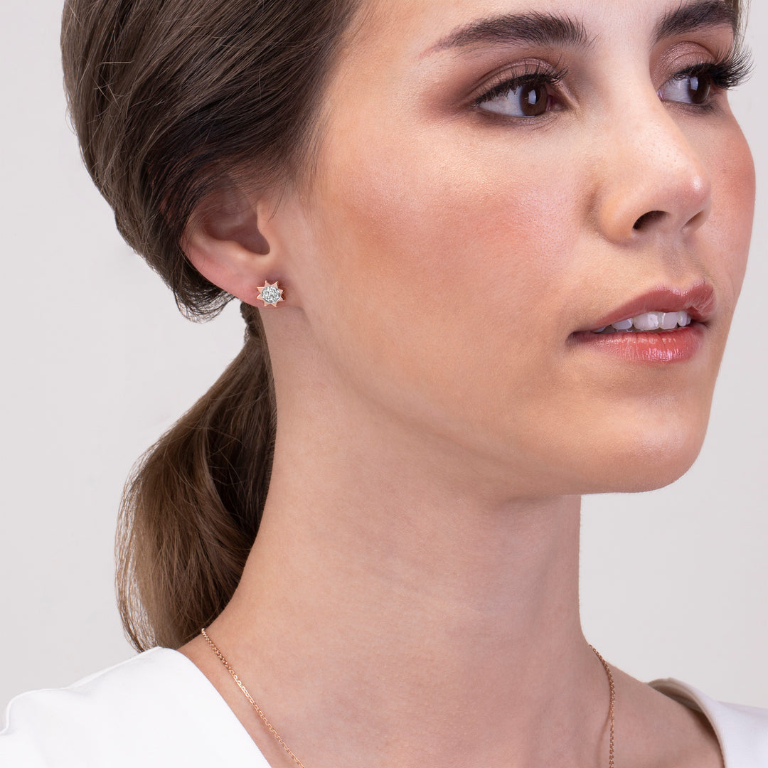 221E0423-01_Memento_Sun_stud_earrings_cubic_zirconia_with_Sterling_silver_and_Rose_gold_Plated