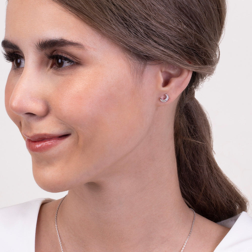 221E0434-01_Memento_Moon_stud_earrings_cubic_zirconia_Sterling_silver_and_Rhodaim_Plated