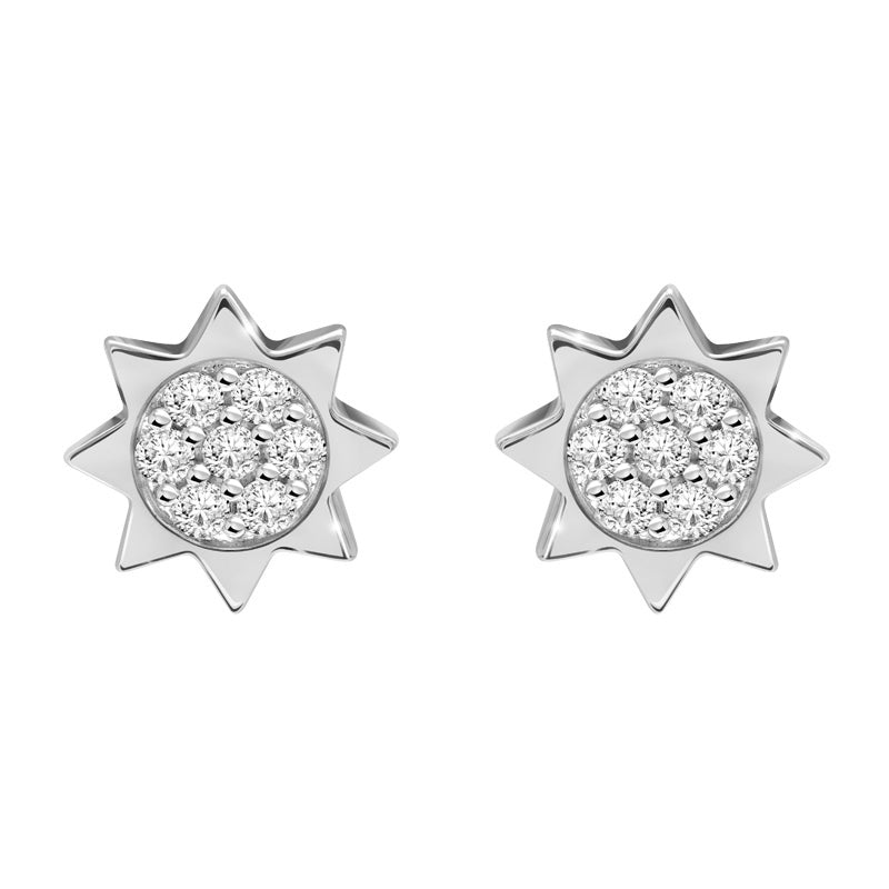 221E0435-01_Memento_Sun_stud_earrings_cubic_zirconia_Sterling_silver_and_Rhodaim_Plated