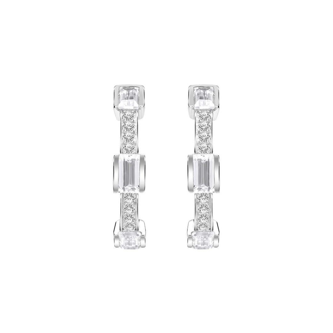 221E0452-01_Quadri_925_Sterling_silver_baguette_channel_and_prong_set_half_hoops_cubic_zirconia_stud_earrings,_21.26_mm.