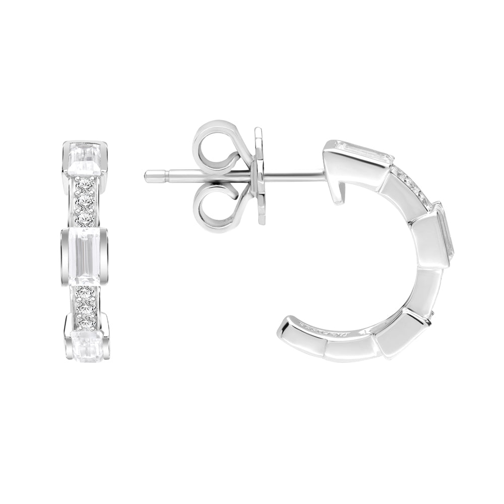221E0453-01_Quadri_925_Sterling_silver_baguette_channel_and_prong_set_half_hoops_cubic_zirconia_stud_earrings,_15.35_mm.