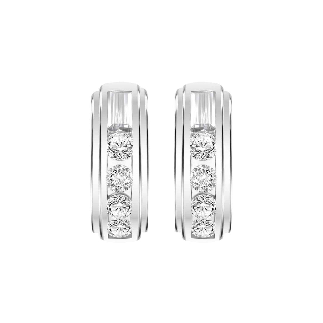 221E0454-01_Quadri_925_Sterling_silver_round_and_baguette_channel_set_half_hoops_cubic_zirconia_stud_earrings,_11.52_mm.