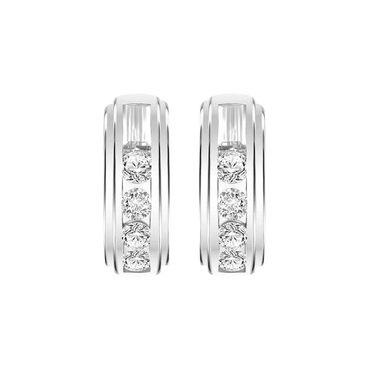 221E0454-01_Quadri_925_Sterling_silver_round_and_baguette_channel_set_half_hoops_cubic_zirconia_stud_earrings,_11.52_mm.