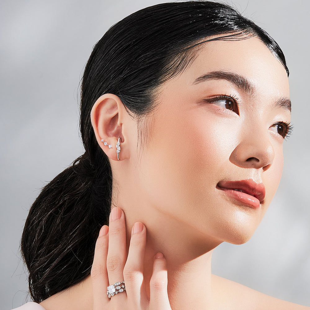 221E0509-01-221E0518-01-Silver-CZ-sparkling-star-cuff-stud-earrings