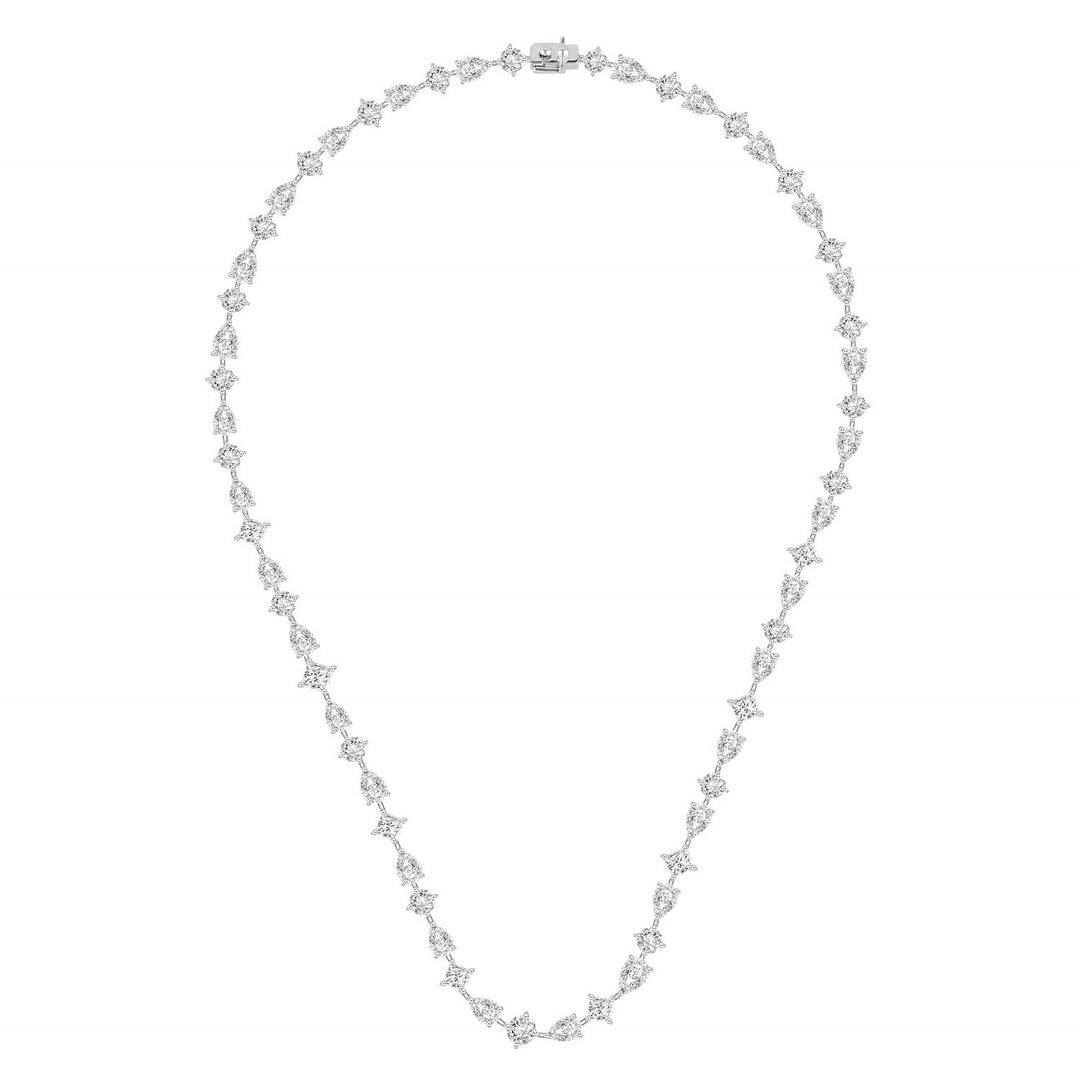 221N0225-01 Silver multi cut CZ starlight necklace