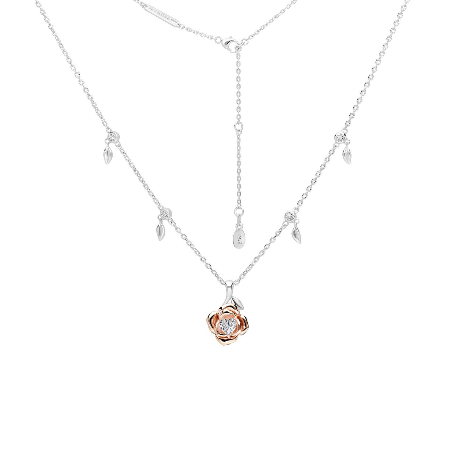 To Have and To Hold Silver rose gold plated with heart cut CZ blushin MeriiTH
