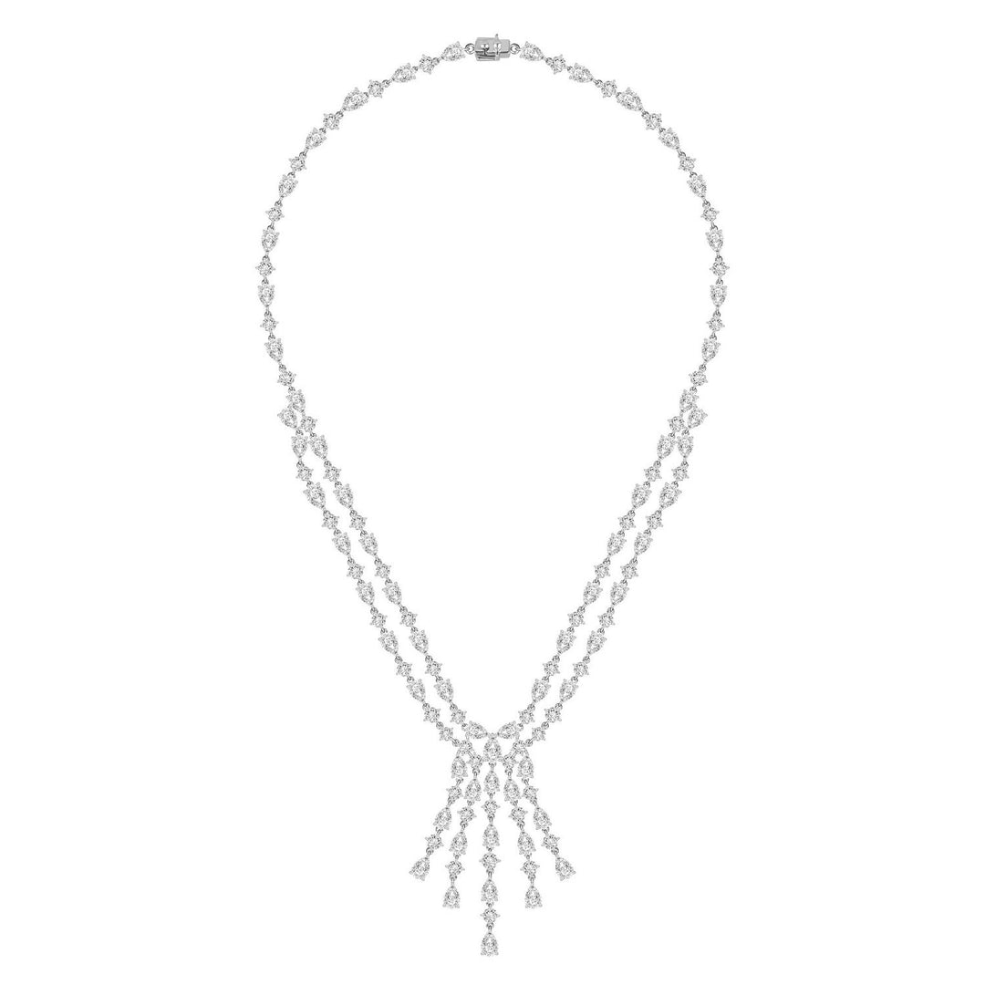 221N0291-01 Silver multi cut CZ drop necklace