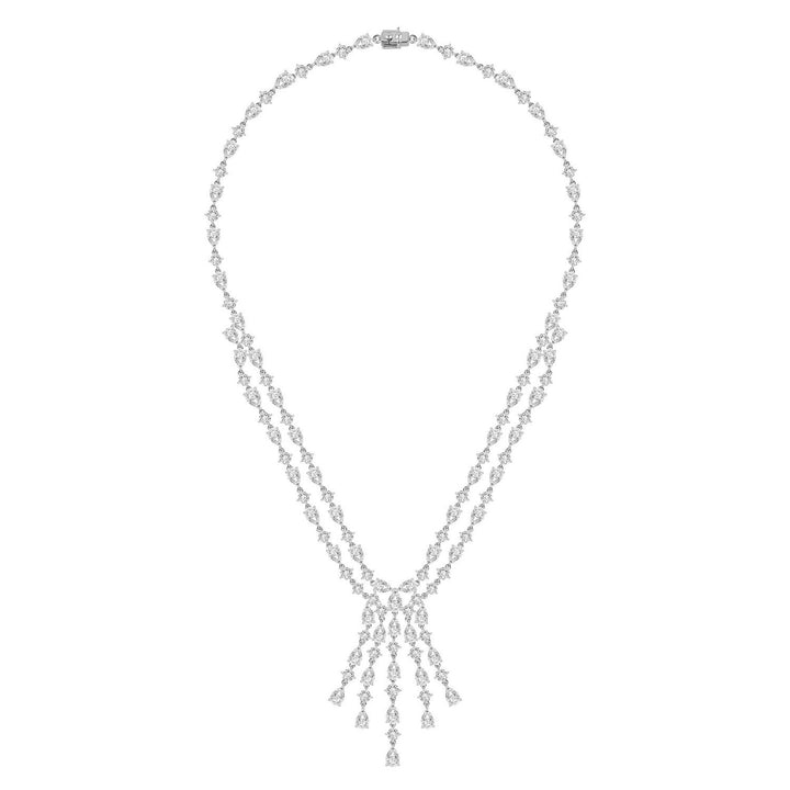 221N0291-01 Silver multi cut CZ drop necklace