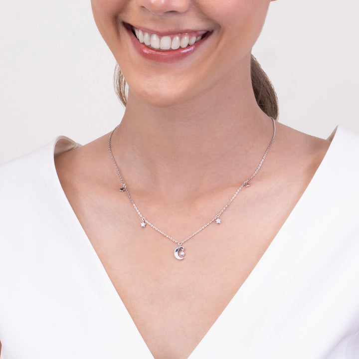221N0332-01_Memento_Moon_&_star_Necklace_cubic_zirconia_Sterling_silver_and_Rhoduim_Plated