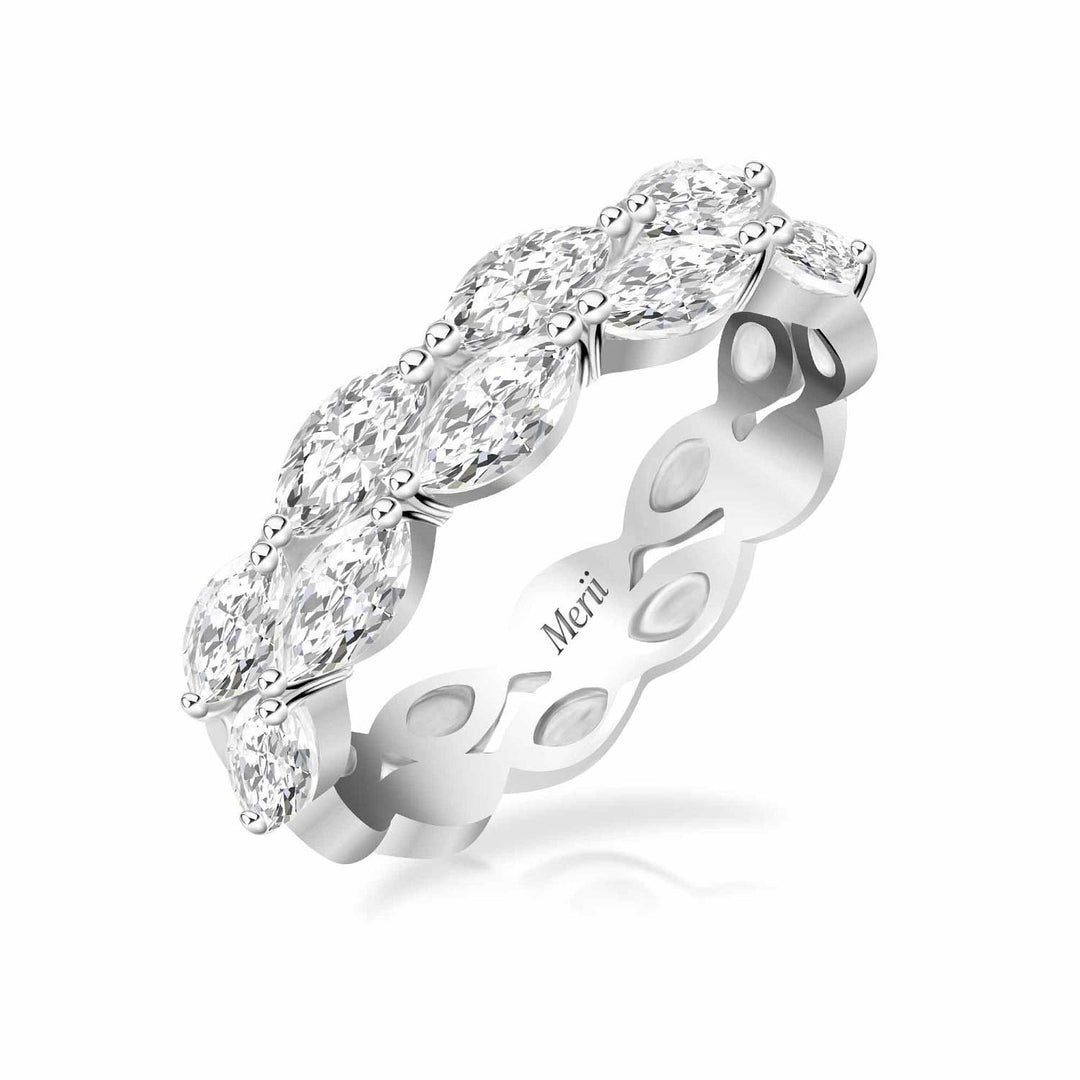 221R0276-01 Silver pear cut CZ double rows eternity ring