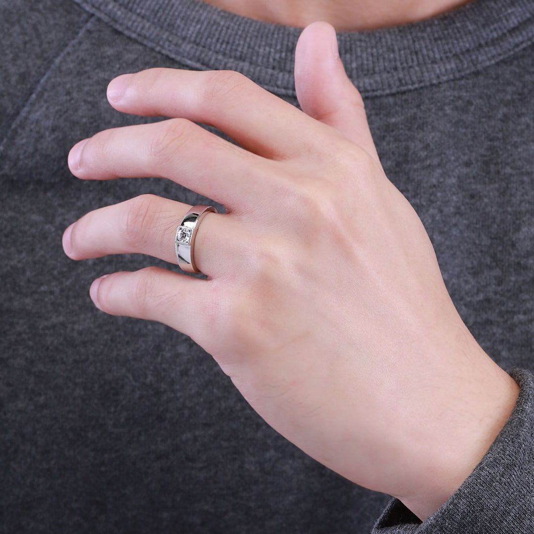 Couple Rings แหวนเงินประดับ CZ ทรงกลม ขนาด 6.2 มม. ดีไซน์แหวนปลอกมีด