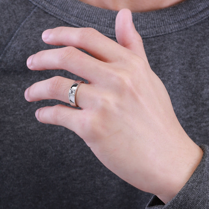 Couple Rings แหวนเงินประดับ CZ ทรงกลม ขนาด 6.2 มม. ดีไซน์แหวนปลอกมีด