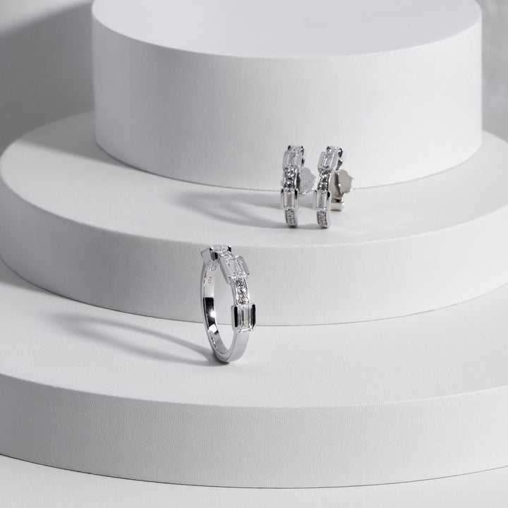 221E0453-01_Quadri_925_Sterling_silver_baguette_channel_and_prong_set_half_hoops_cubic_zirconia_stud_earrings,_15.35_mm.