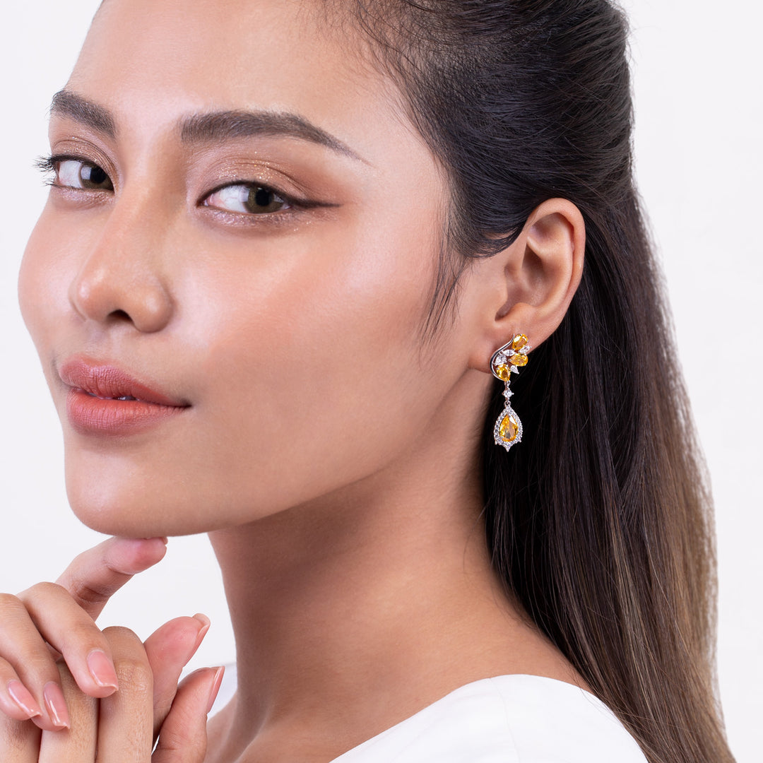 225E0243-01_Silver_Yellow_CZ_angle_wing_dangle_earrings