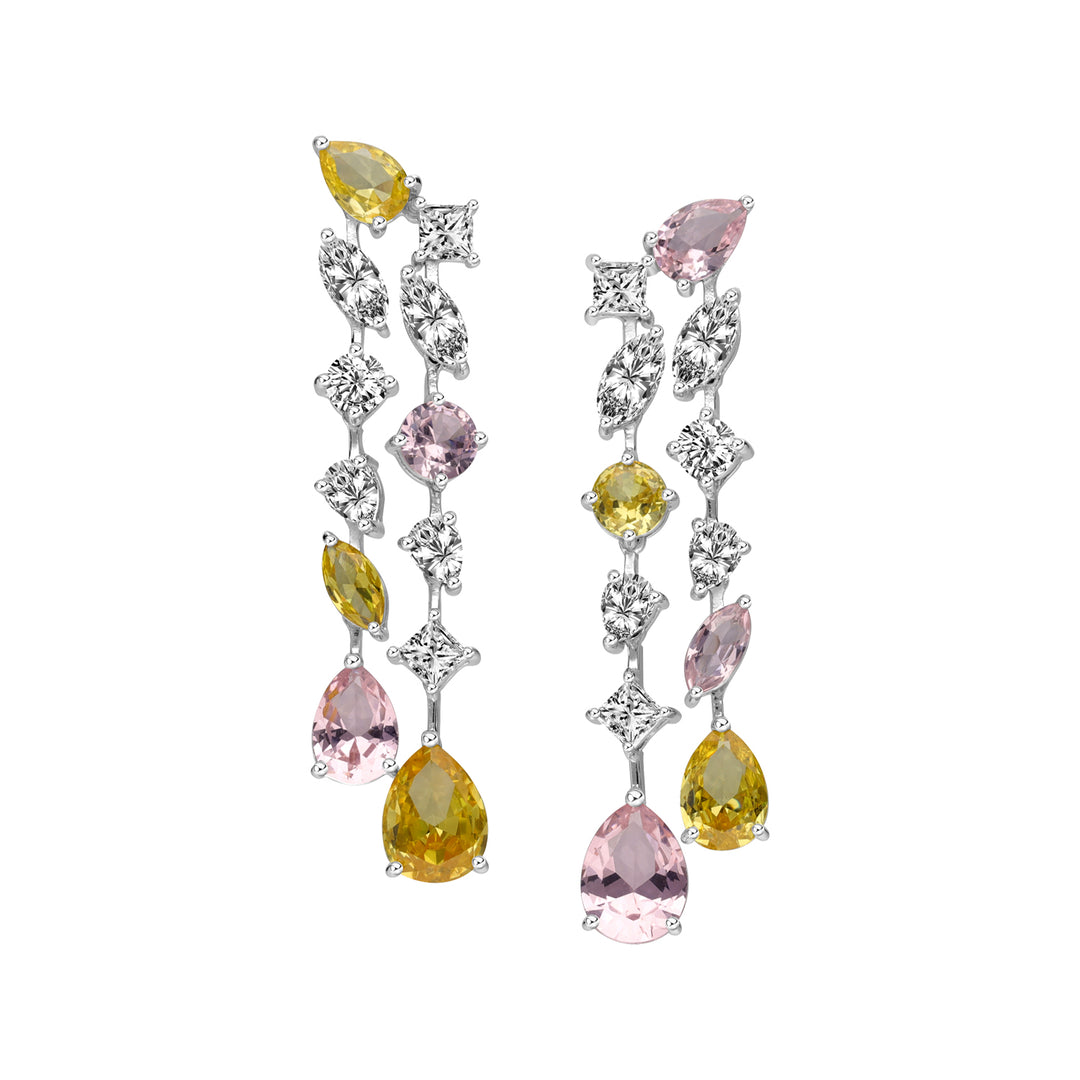 225E0248-01_Merii_Candy_Land__PINK_TOURMALINE_Cubic_Zirconia_Fancy_Shape_Longs_Chandelier_earrings_Sterling_silver_and_Rhodium_Plated