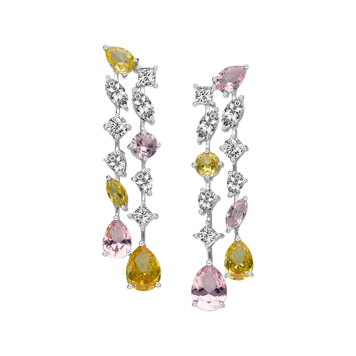 225E0248-01_Merii_Candy_Land__PINK_TOURMALINE_Cubic_Zirconia_Fancy_Shape_Longs_Chandelier_earrings_Sterling_silver_and_Rhodium_Plated