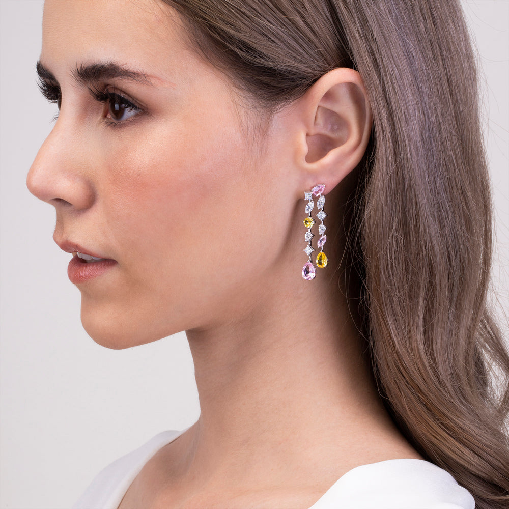 225E0248-01_Merii_Candy_Land__PINK_TOURMALINE_Cubic_Zirconia_Fancy_Shape_Longs_Chandelier_earrings_Sterling_silver_and_Rhodium_Plated