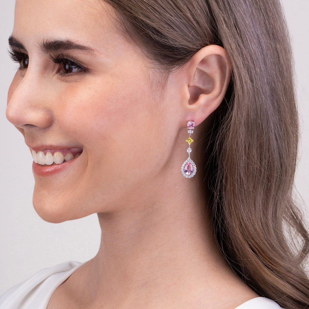 225E0250-01_Merii_Candy_Land__Cubic_Zirconia_Fancy_Shape_Long_Chandelier_PINK_TOURMALINE_FACET_PEAR_earrings_Sterling_silver_and_Rhodium_Plated