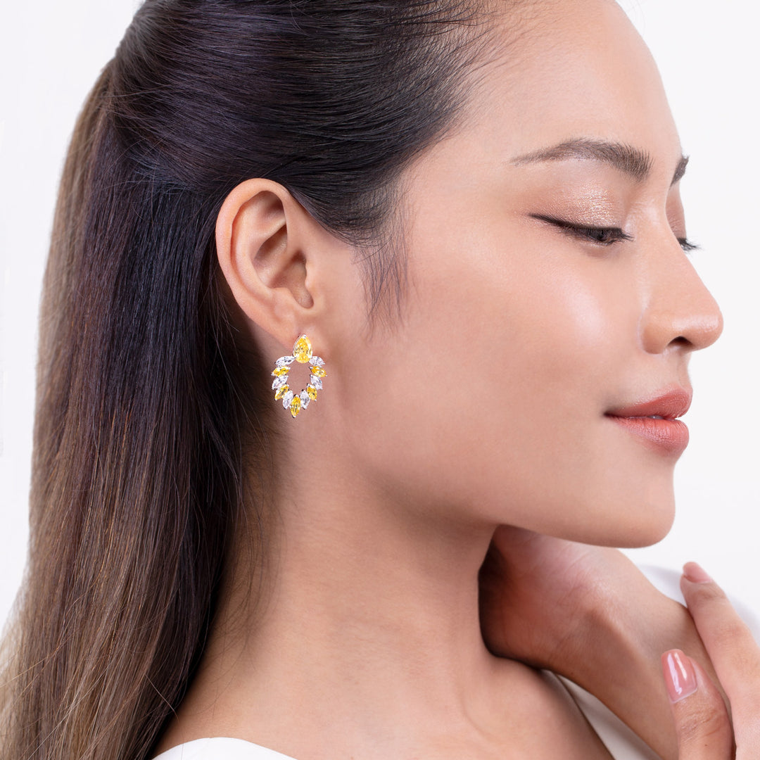 225E0264-01_Silver_Yellow_CZ_bridal_stud_earrings