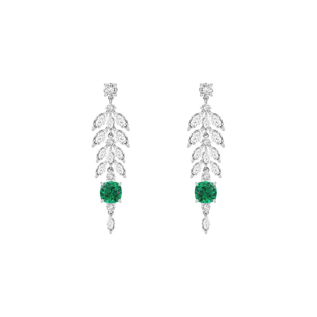 225E0272-01_Silver_with_dark_emerald_crystal_and_CZ_dangle_earrings