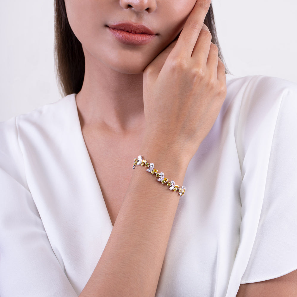 225L0052-01_Silver_Yellow_CZ_long_dangle_bracelet